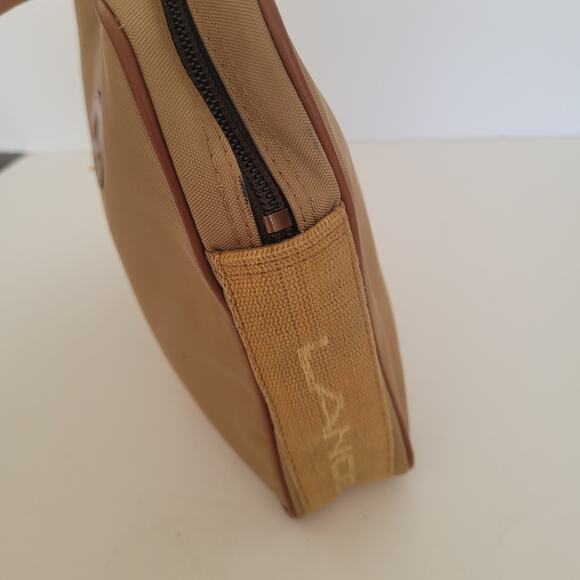 Lancel Paris Vintage Zip Pouch Handbag Nylon Leather Beige Designer Guality - Picture 7 of 9